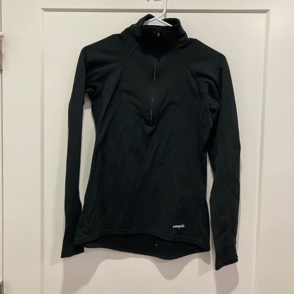 Patagonia Capilene Womens Medium Black Quarter Zip Performance Baselayer Top